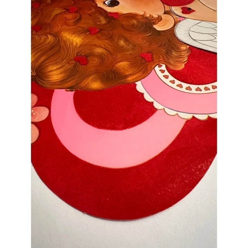 Vintage‎ Valentine Cupid’s Arrow Flocked and Jointed Valentine 80’s